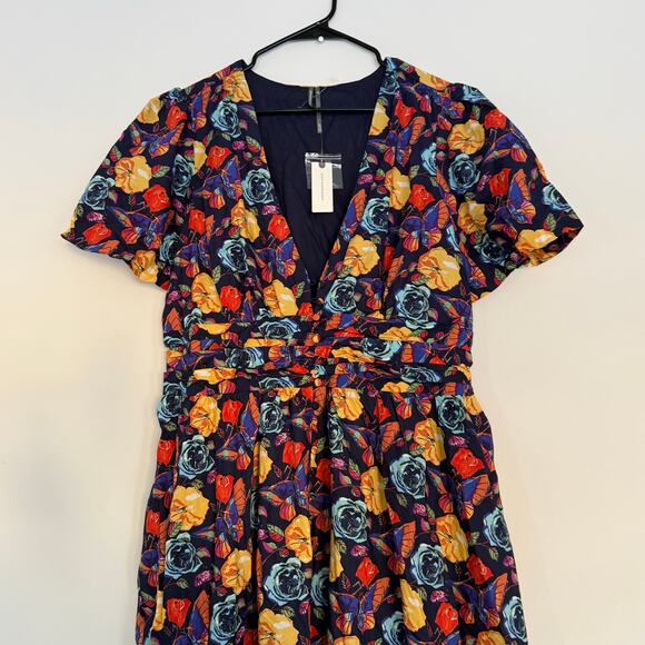 NEW NWT Anthropologie The Katerina Button-Front Dress Navy Floral Maxi Size XL - Picture 7 of 9
